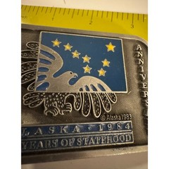 Vintage Alaska 1984 25 Years Statehood Anniversary Belt Buckle Eagle