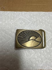Vintage BTS Solid Brass Sun and Mountains Belt Buckle