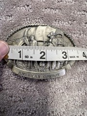 Vintage Arroyo Grande American Cowboy Belt Buckle Mens Silver Western 80s