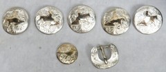 RODEO 10K GOLD ON STERLING SILVER BRONCO STUDS & BUCKLE MOUNTINGS FOR BELT