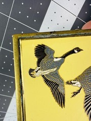 Vintage solid Brass Nap Inc. Canadian Geese Enameled Belt Buckle F02 3&Prime;x2.5&Prime;