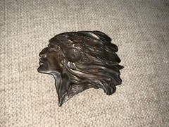 Belt Buckle Native American Indian Chief Head Bergamot Brass Textured Vintage