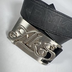 AKADEMIKS Black Belt With AKS Buckle Silver Color Vintage