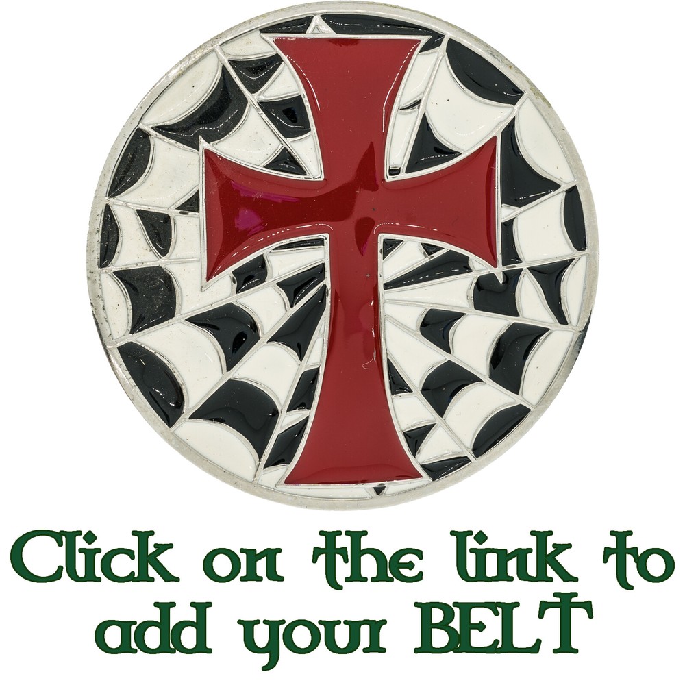 Cross & Spiderweb Belt & Buckle Metal Biker Gothic Heraldic Crucifix