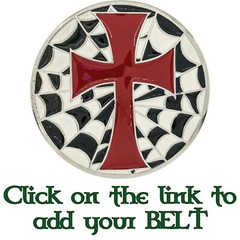 Cross & Spiderweb Belt & Buckle Metal Biker Gothic Heraldic Crucifix