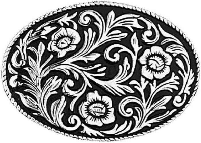 Western Scroll Belt Buckle 4 Inches x 2 3/4 Inches Made in the USA