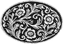 Western Scroll Belt Buckle 4 Inches x 2 3/4 Inches Made in the USA