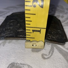 Vtg brass belt buckle western pioneer wagon trail cowboy horse approx 3.5&Prime;x2.5&Prime;