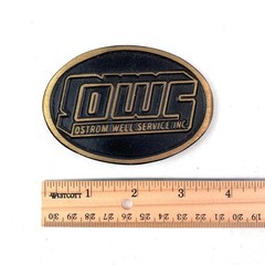 OWS Ostrom Well Service Belt Buckle Black Solid Brass DynaBuckle