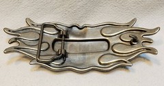 Stainless Steel Oblong Belt Buckle Flamed Eagle USA Stars Removeable