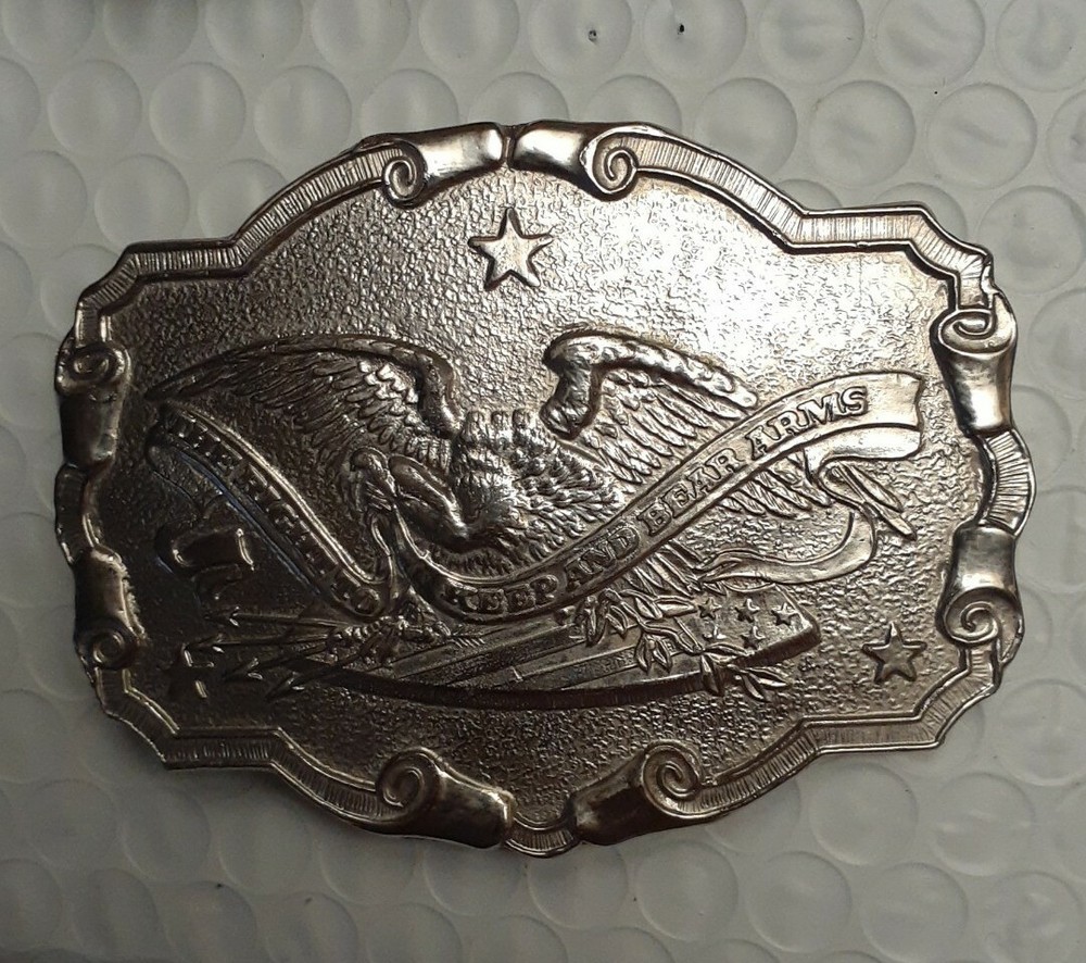 Wyoming Studio Art Works Belt Buckle 1975 « the right to keep and bear arms »
