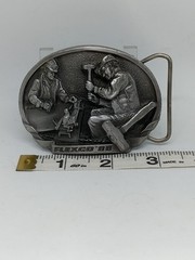Vintage Flexco Belt Buckle Mens One Size Pewter Mining Miner 1988 80s Promo