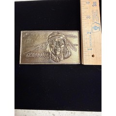 Wyoming Studio Art Works Geronimo Belt Buckle Mens OS Brass Excellent Vintage 76