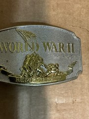 Used Colorful Metal Alloy “World War ll Remembered” Belt Buckle