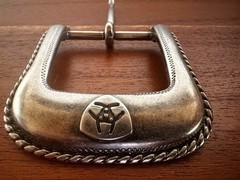 Vintage Ariat Western rope style Belt Buckle Silver Toned Rope Edge 2006