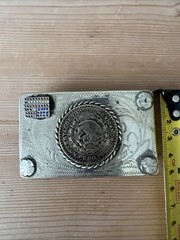 Vintage Silver Small Handmade Mexican Peso 1965 Belt Buckle Stamped
