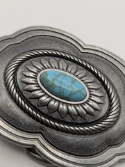 Catchfly Studio Western Belt Buckle Faux Turquoise Silver Tone Cowgirl Boho