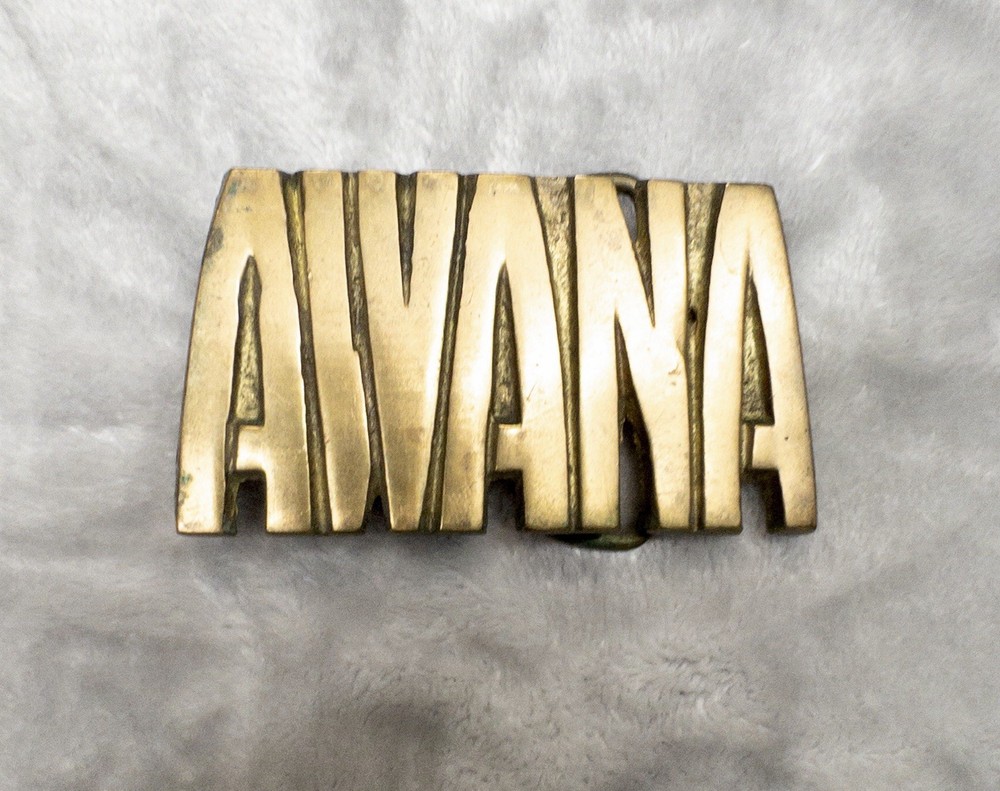 Solid Brass Gold AWANA Western Utility Belt Buckle for Men 2.75”x1.75” Fits 1.75