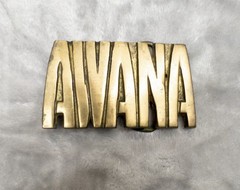 Solid Brass Gold AWANA Western Utility Belt Buckle for Men 2.75”x1.75” Fits 1.75