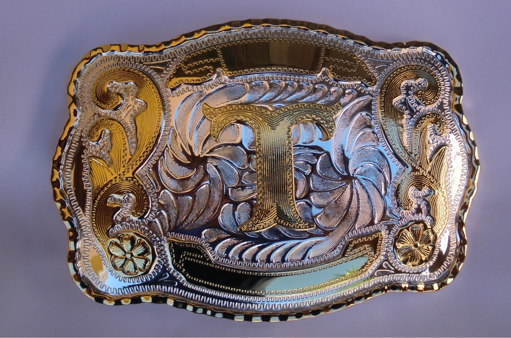 NEW INITIAL  » T  » RODEO BIG COWBOY WESTERN BELT BUCKLE