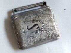 Vtg Giant Grip Silver Plate Base Metal Initial Letter S Belt Buckle
