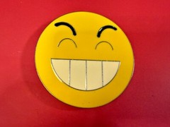 Grinning Smiley Face Yellow Emoji Funny Cool Novelty Round Large Belt Buckle