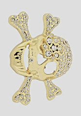 Skull Belt Buckle Crossbones Skeleton Gold Metal Bling Halloween Pirate Costume