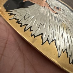 Vintage German Silver Belt Buckle Bald Eagle Head Gold Silver & Copper Tone