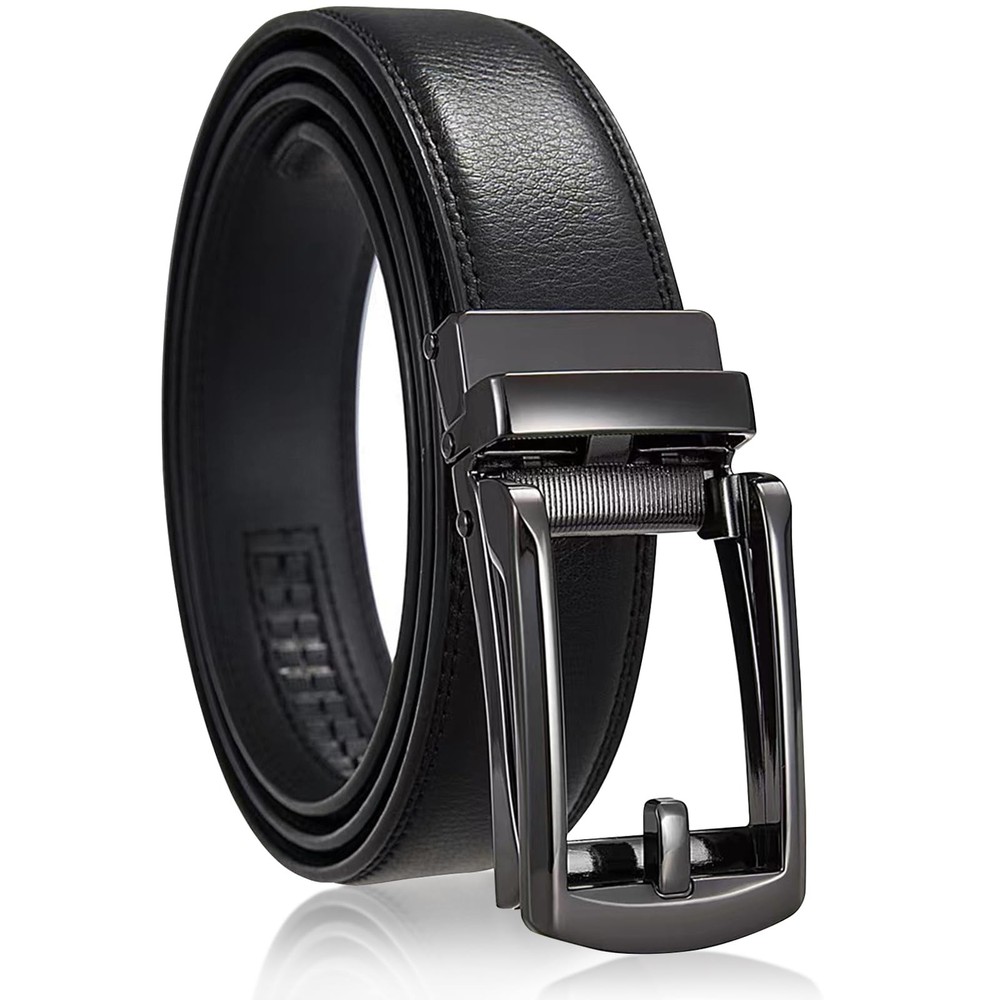 Tienyuu Men&rsquo;s Leather Dress Belt – Ratchet with Comfort One Size, Black