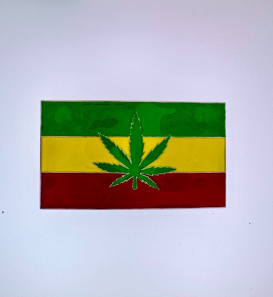 Marijuana Green Yellow Red Belt Buckle | American Western Silver Vintage Buckle