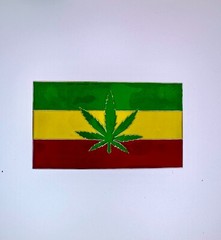 Marijuana Green Yellow Red Belt Buckle | American Western Silver Vintage Buckle