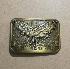 FREEDOM IS NOT FREE Eagle USA Belt Buckle 2×3 Made 2014 Sponsor Brass or Bronze