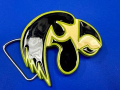 Hawkeye Bird Shaped Colorful Green Black Enamel NOS Cutout Belt Buckle