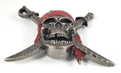 Disney Pirates of the Caribbean Enameled Skull & Crossed Swords Belt Buckle