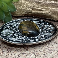 Tiger Eye Stone Silver Western Southwest men women unisex Belt Buckle VALENTINES