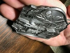 RV motorhome car travel BELT BUCKLE 1987 siskiyou metal western trip road huntin
