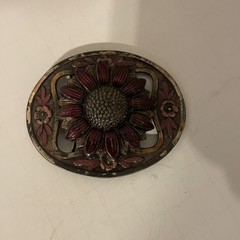 Vintage Flower Oval Belt Buckle – Stamped –