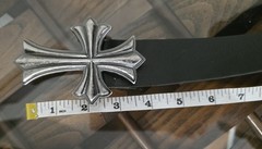 Black Leather Belt Gothic Cross Buckle Biker Rock Punk Western 1.5”