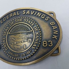 Vintage 1983 First Federal Savings Bank of Newton Kansas Belt Buckle Limited Ed