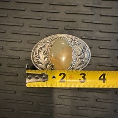 Womens Western Oval Belt Buckle Floral Engraved Brown Stone, Fits 1.5&Prime; Belt