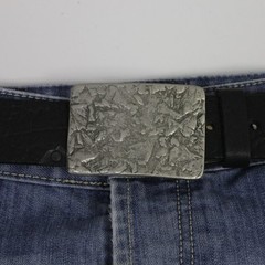 Handmade Metal Belt Buckle Rustic Texture Rectangular Unique Silverfa
