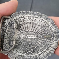 Vintage EGC Belt Buckle Mens One Size Silver 1992 Western Oval Geometric Metal