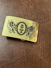 Dragon Brass Belt Buckle Western Cowboy With Initials ST Engraved
