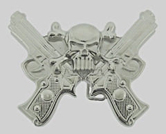 Skull Belt Buckles Gun Silver Metal Emblem Vintage Pirate Men Women Goth Tattoo