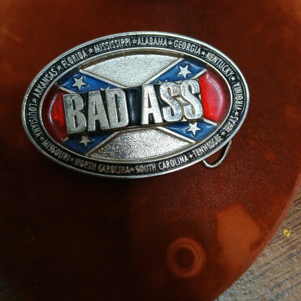 Vintage Motorcycle Gand Red White & Blue Belt Buckle Looks Great 👍 B24