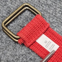 Canvas Belt Single Prong Roller Buckle 33 in Length Red Solid Utility Workwear