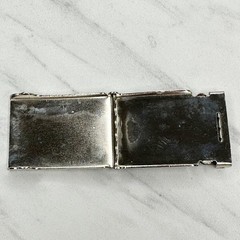 Silver Tone Web Clamp Military Style Slide Belt Buckle Simple Basic Unisex