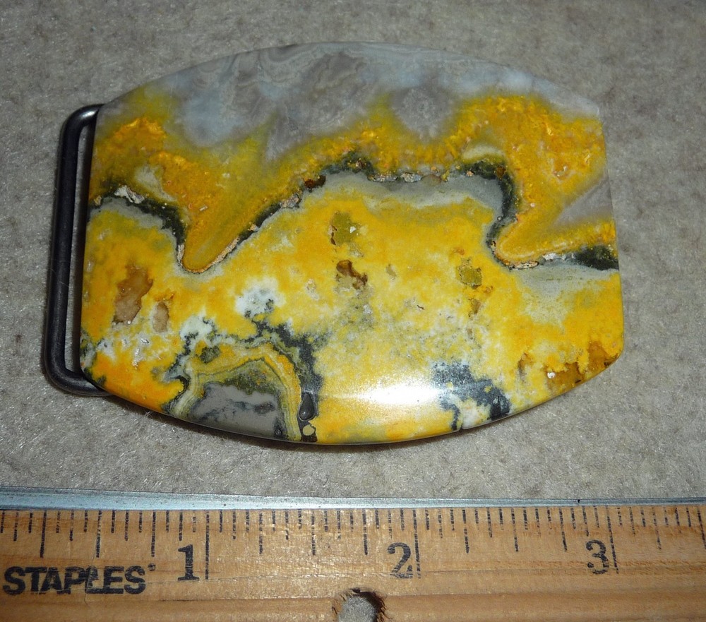 Bright Yellow Bumble Bee Jasper Handcrafted Buckle Natural stone