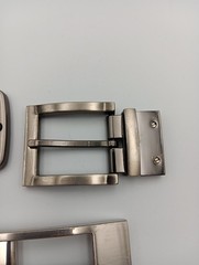 Lot of 4 Mens Assorted Designer Brands Chrome Metal Silver Belt Buckles
