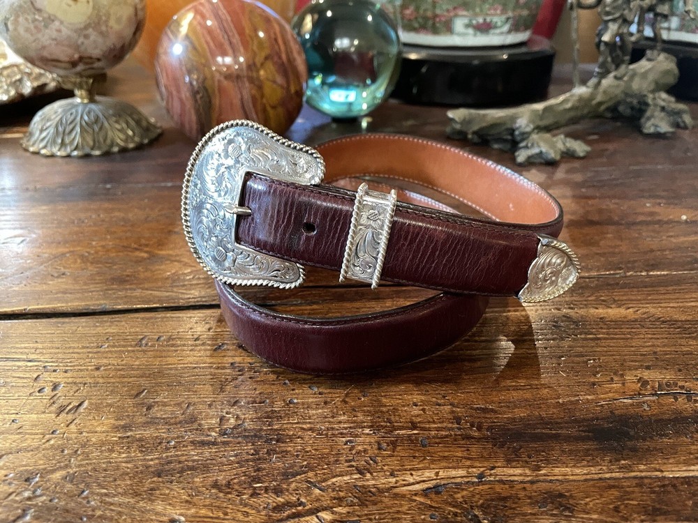 Wage James Reid Dgn Sterling Silver 14k Overlay Belt Buckle 34-36”-1.1/8”✅